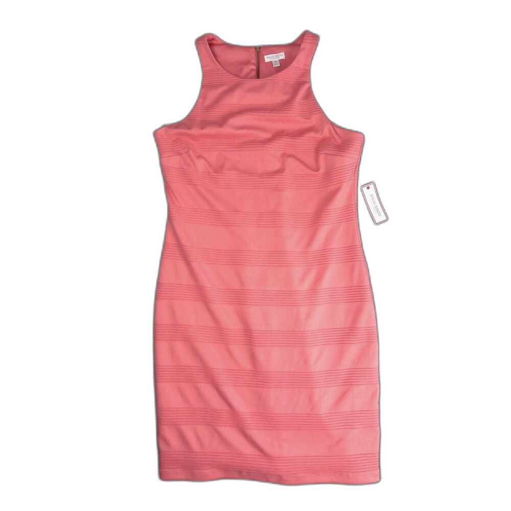 Bisou Bisou Coral Sheath Dress Size 16 Textured Knit Sleeveless Sheath NWT